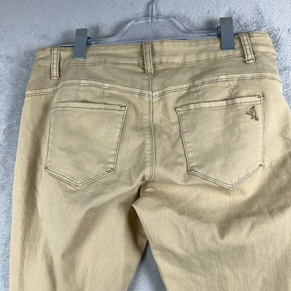 VIP Skinny Jeans Womens Size 13/14 Mid Rise Flat Front Five Design Pockets Khaki - Picture 4 of 10